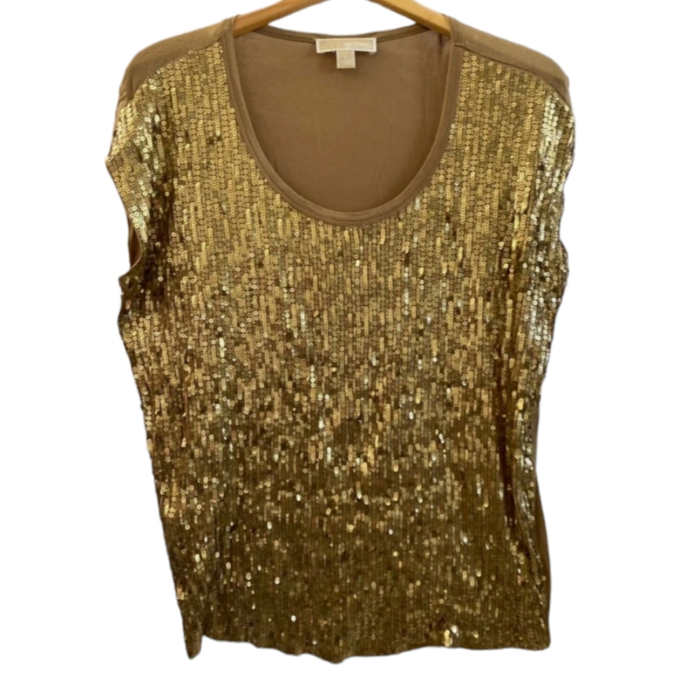 Michael Michael Kors gold embellished top L - Picture 2 of 5